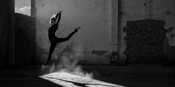 A dancer leaping through the air.
